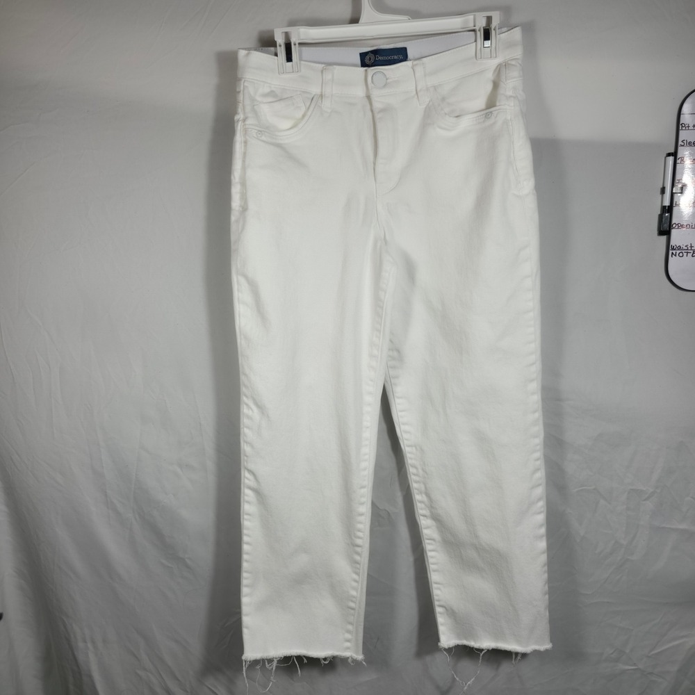 Democracy Ab solution Jeans Womens 8 White Excellent Crop Raw Hem B2693YDM